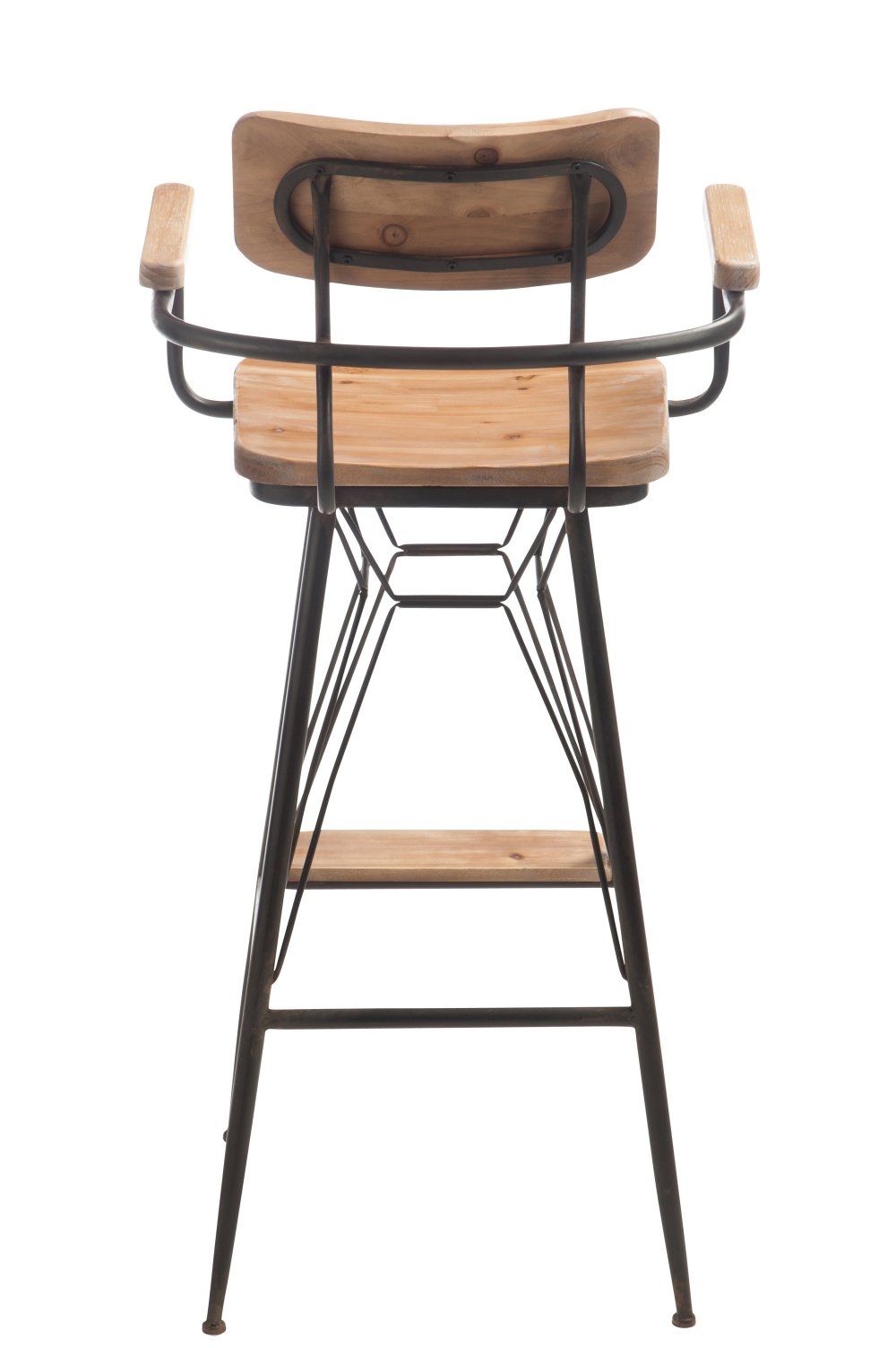 Tabouret de bar bistro TROB en métal noir et bois naturel.
